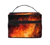 STVYUKL Make-up-Tasche mit brüllender Flamme für Damen, wasserdicht, tragbar, Reise-Kosmetiktasche, großes Fassungsvermögen, Kulturbeutel mit Tragegriff oben, Reißverschluss