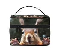 STVYUKL Make-up-Tasche mit Eichhörnchen-Motiv für Damen, wasserdicht, tragbar, Reise-Kosmetiktasche, große Kapazität, Kulturbeutel, Tragegriff oben, Reißverschluss, Make-up-Organizer