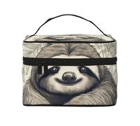 STVYUKL Make-up-Tasche mit Faultiermotiv für Damen, wasserdicht, tragbar, Reise-Kosmetiktasche, großes Fassungsvermögen, Kulturbeutel mit Tragegriff oben, mit Reißverschluss