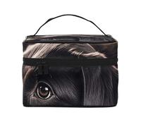 STVYUKL Make-up-Tasche mit Labrador-Motiv, wasserdicht, tragbar, Reise-Kosmetiktasche, großes Fassungsvermögen, Kulturbeutel mit Tragegriff oben, mit Reißverschluss, Make-up-Organizer, Schwarz