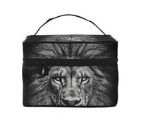 STVYUKL Make-up-Tasche mit Löwenkopf, wasserdicht, tragbar, Reise-Kosmetiktasche, großes Fassungsvermögen, Kulturbeutel, Tragegriff oben, Reißverschluss, Make-up-Organizer