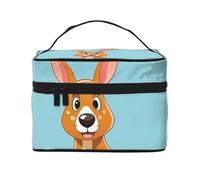 STVYUKL Make-up-Tasche mit lustigem Cartoon-Känguru-Zoo, wasserdicht, tragbar, Reise-Kosmetiktasche, große Kapazität, Kulturbeutel, Tragegriff oben, Reißverschluss, Make-up-Organizer