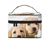 STVYUKL Make-up-Tasche mit lustigem Labrador-Welpen-Motiv, wasserdicht, tragbar, Reise-Kosmetiktasche, großes Fassungsvermögen, Kulturbeutel mit Tragegriff oben, mit Reißverschluss