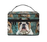 STVYUKL Make-up-Tasche mit lustiger englischer Bulldogge, wasserdicht, tragbar, Reise-Kosmetiktasche, großes Fassungsvermögen, Kulturbeutel mit Tragegriff oben, mit Reißverschluss