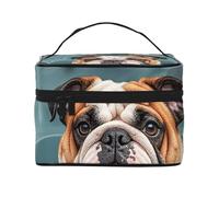 STVYUKL Make-up-Tasche mit lustiger englischer Bulldogge, wasserdicht, tragbar, Reise-Kosmetiktasche, großes Fassungsvermögen, Kulturbeutel mit Tragegriff oben, mit Reißverschluss