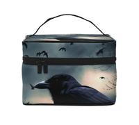 STVYUKL Night Crow Make-up-Tasche für Damen, wasserdicht, tragbar, Reise-Kosmetiktasche, großes Fassungsvermögen, Kulturbeutel mit Tragegriff oben, Reißverschluss