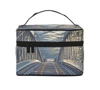 STVYUKL Road Bridge Make-up-Tasche für Damen, wasserdicht, tragbar, Reise-Kosmetiktasche, großes Fassungsvermögen, Kulturbeutel mit Tragegriff oben, Reißverschluss