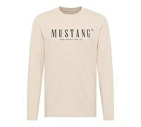 Langarmshirt MUSTANG "Style Asheville", Herren, Gr. XL, beige (oatmeal), Jersey, Obermaterial: 100% Baumwolle, bedruckt, casual, regular fit normal, Rundhals, Langarm, Shirts, Auch ideal zum Unterzieh