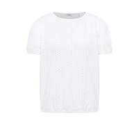 Kurzarmbluse MUSTANG "Damen Style Assaria", Damen, Gr. 38, weiß (weiß 2045), Web, 100% Baumwolle, lässig geschnitten, Rundhals, Blusen (46751866-38) weiß 2045