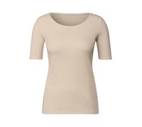 Cecil Damen Basic T-Shirt mit Rundhals in Unifarbe in Beige, Gr: L