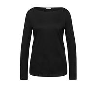 Langarmshirt STREET ONE "Style Lanea", Damen, Gr. 44, schwarz, Jersey, Obermaterial: 50% Baumwolle, 50% Modal. Futter: 100% Baumwolle, unifarben, regular fit normal, U-Boot-Ausschnitt, angesetztes Bün