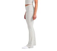 Style & Republic Damen Flared Leggings aus weicher Baumwolle - Umklappbare Yogahose mit Klappbund, Bootcut-Style, lässig & bequem mit weitem Bein, Schlaghose, Hellgrau, S