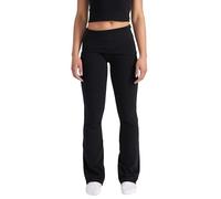 Style & Republic Damen Flared Leggings aus weicher Baumwolle - Umklappbare Yogahose mit Klappbund, Bootcut-Style, lässig & bequem mit weitem Bein, Schlaghose, Schwarz, L