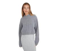 Style & Republic Damen Oversize Rollkragenpullover aus 90% Merinowolle & 10% Kaschmir- Kurz Geschnittener Cable Knit Pullover aus Kaschmirblend, Langarm, Silver, L