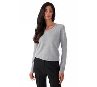Style & Republic V-Neck Kaschmir Pullover-Damen elegant aus 100% Cashmere - Dein kuscheliger Premium Strickpullover für stilvolle Herbst- & Winter-Momente - Light Grey Melange M