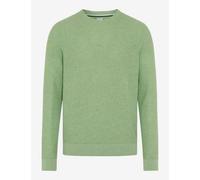 Rundhalspullover BRAX "Style RICK", Damen, Gr. M (50), graugrün, Strick, 44% Baumwolle, 36% Leinen, 20% Polyester, Rundhals, Pullover Rundhalspullover (39726711-M) graugrün