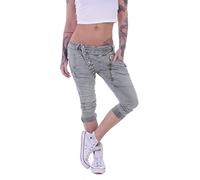 Style-Station Mozzaar Damen Boyfriend Jeans Baggy Haremshose Caprihose Bermudas Kurz XS 34 S 36 M 38 L 40 XL 42