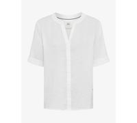 Kurzarmbluse BRAX "Style VERI", Damen, Gr. 36, weiß, Web, 100% Leinen, Blusen (62651616-36) weiß