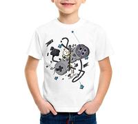 style3 16-Bit Controller T-Shirt Kinder SNES NES Kart Yoshi Luigi Mario, Farbe:Weiß, Größe:128