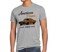 style3 American Power Herren T-Shirt Charger General lee Muscle car, Größe:XL, Farbe:Grau meliert