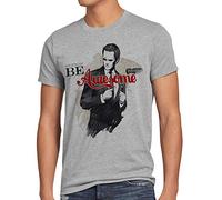 style3 Be Awesome Instead T-Shirt Herren Sitcom Stinson Barney, Größe:S, Farbe:Grau meliert