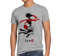 style3 Childhood Hero Fighter T-Shirt Herren final SNES ps ps2 Street beat em up Arcade, Größe:M, Farbe:Grau meliert