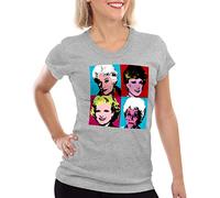 style3 Color Girls Damen T-Shirt golden Florida Sitcom Warhol, Farbe:Grau meliert, Größe:M