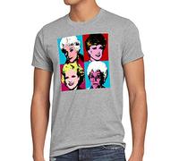 style3 Color Girls Herren T-Shirt golden Florida Sitcom Warhol, Größe:L, Farbe:Grau meliert