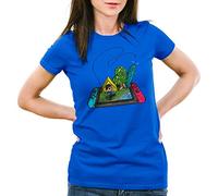 style3 Crossing Fish Damen T-Shirt Animal Videospiel Horizons, Farbe:Blau, Größe:M