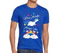 style3 Das frühe Einhorn fängt den Regenbogen Herren T-Shirt, Größe:5XL, Farbe:Blau