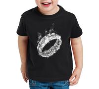 style3 Der Eine Ring T-Shirt für Kinder Fantasy, Farbe:Schwarz;Größe:140