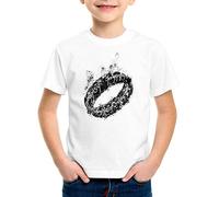 style3 Der Eine Ring T-Shirt für Kinder Fantasy, Farbe:Weiß;Größe:140