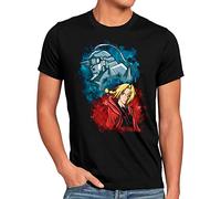 style3 Elric Brothers Herren T-Shirt Fullmetal Japan Anime Cosplay Roy Brotherhood, Größe:3XL