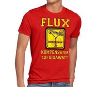 style3 Flux Kompensator Herren T-Shirt Game Gamer Zukunft Zurück Zeitreise, Größe:L, Farbe:Rot