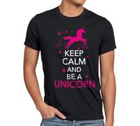 style3 Keep Calm and be a Unicorn Herren T-Shirt Einhorn, Größe:3XL, Farbe:Schwarz