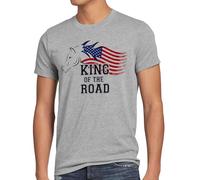 style3 King of the Road Herren T-Shirt Amerika America Muscle Car, Größe:XXL, Farbe:Grau meliert
