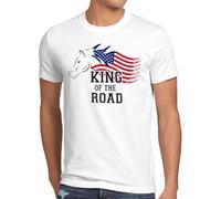 style3 King of the Road Herren T-Shirt Amerika America Muscle Car, Größe:XXL, Farbe:Weiß