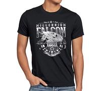 style3 Kossal-Flug 12 Parsec Herren T-Shirt rasender Falke Sprung Millenium Falke, Größe:M, Farbe:Schwarz