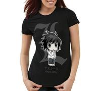 style3 L Note Death Damen T-Shirt Notizbuch Anime Manga Yagami, Farbe:Schwarz, Größe:M