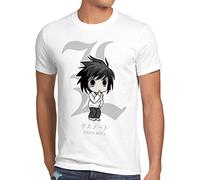 style3 L Note Death Herren T-Shirt Notizbuch Anime Manga Yagami, Größe:5XL, Farbe:Weiß