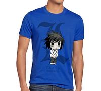 style3 L Note Death Herren T-Shirt Notizbuch Anime Manga Yagami, Größe:S, Farbe:Blau