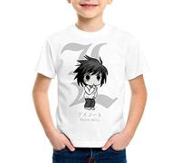 style3 L Note Death Kinder T-Shirt Notizbuch Anime Manga Yagami, Farbe:Weiß, Größe:140