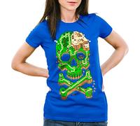 style3 Mario Skull Damen T-Shirt Totenkopf Videospiel Konsole super World, Größe:L