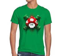 style3 Mario Totenkopf Herren T-Shirt Videospiel Konsole super World, Größe:3XL, Farbe:Grün