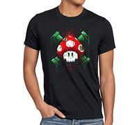 style3 Mario Totenkopf Herren T-Shirt Videospiel Konsole super World, Größe:XXL, Farbe:Schwarz