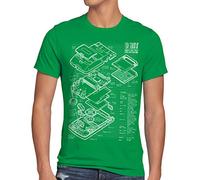 style3 N64 Controller Blaupause Herren T-Shirt 64-Bit Videospiel, Größe:L, Farbe:Grün