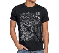 style3 N64 Controller Blaupause Herren T-Shirt 64-Bit Videospiel, Größe:M, Farbe:Schwarz