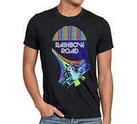 style3 Rainbow Road Herren T-Shirt Double Dash Kart Tour gp Mario, Größe:M, Farbe:Schwarz
