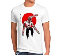style3 Red Sun Herren T-Shirt denji man Anime Manga Cosplay Chainsaw Devil, Größe:M