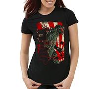 style3 Retro nipon Gojira Damen T-Shirt Japan Monster Kaiju, Größe:S